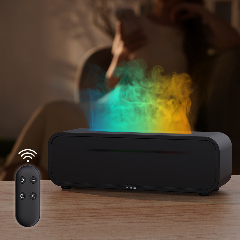 New Flame Dynamic Aroma Diffuser with Remote Control USB Essential Oil Aromatherapy Diffuser with Music-Synced Color-Changing Night