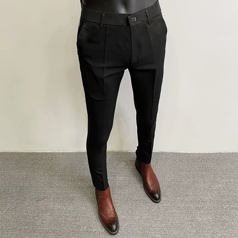 Men Suit Pants Hombre Pantalones 2026 Spring Stretch Slim Formal Trousers for Men Fashion Casual Stripe Dress Pants Men Clothing