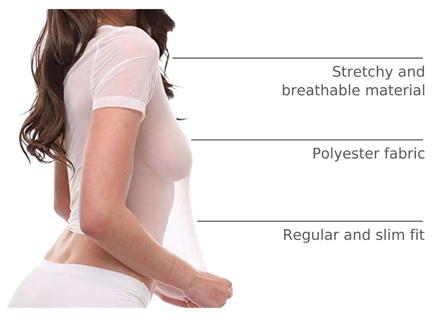 Women'S Sheer Lace Lingerie Mesh Short Sleeve Crop Tops Sexy T Shirt See through Sleepwear Casual Comfort Underwear