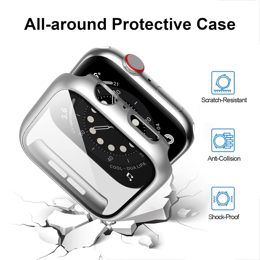 For Apple Watch 44Mm SE Series 4/5/6 Screen Protector Case 12 Pack | PC Hard Cover with Tempered Glass Film Highly Responsive Touch Scratch Resistant Protective Bumper for Iwatch Accessories