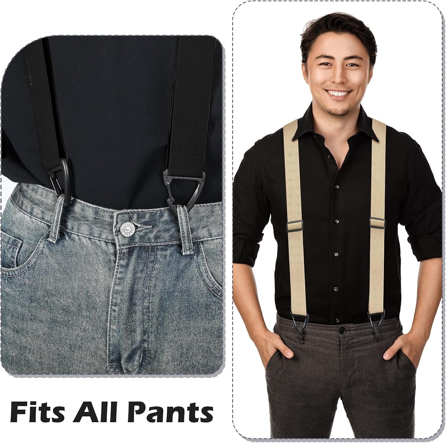 2 Pcs Hidden Suspenders for Men under Clothing Y Back under Clothing 1.5 Inch Wide Adjustable Heavy Duty Suspenders