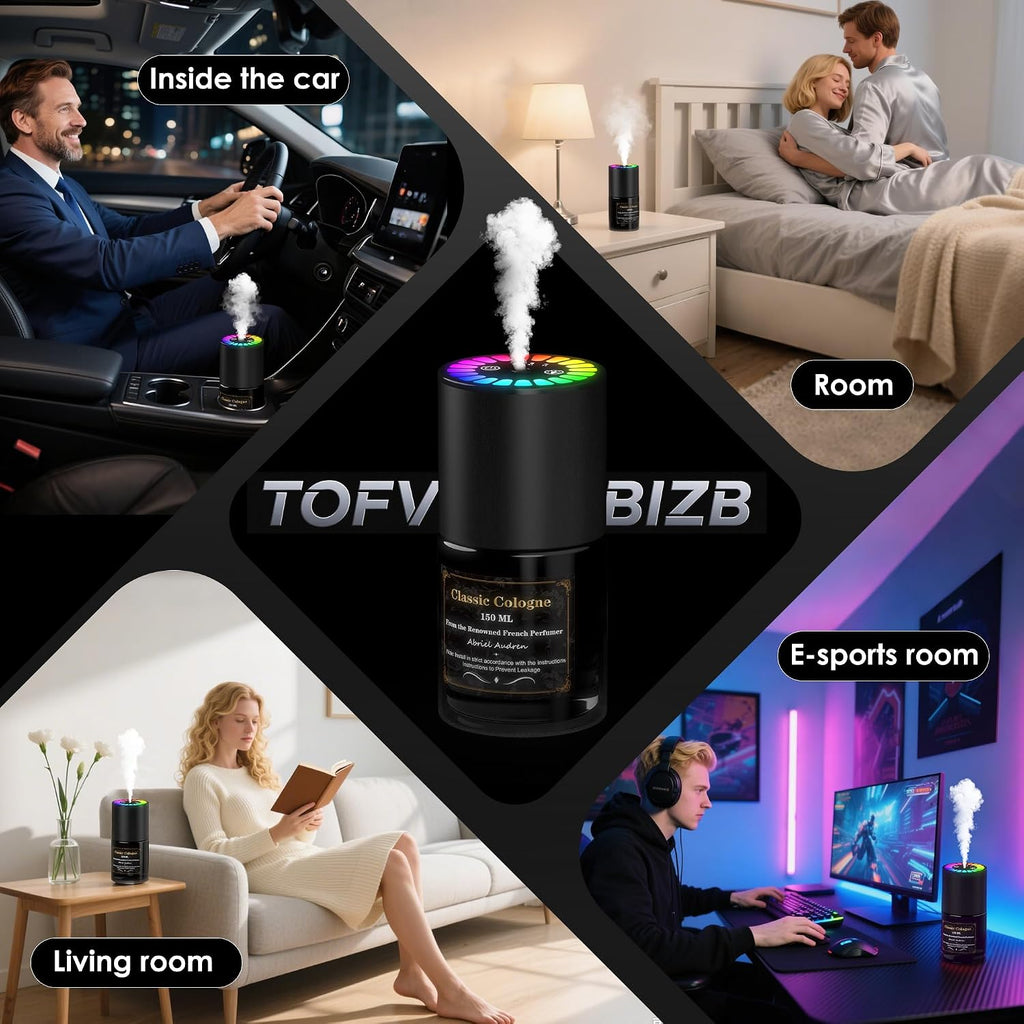 Car Air Freshener, Smart Car Air Freshener, Music-Synced RGB Ambient Lights with Auto On/Off, 150Ml, Suitable for Cars, Homes, Offices, Bedrooms (Lavender)