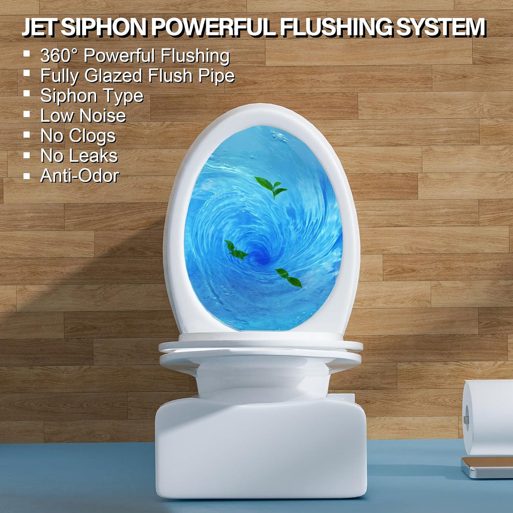 17.5 Inch ADA Elongated Tall Toilet for Seniors 1.28 GPF White | Two Piece Single Flush High Toilet for Bathroom, Comfort Bowl Height 16.75", 12" Rough In