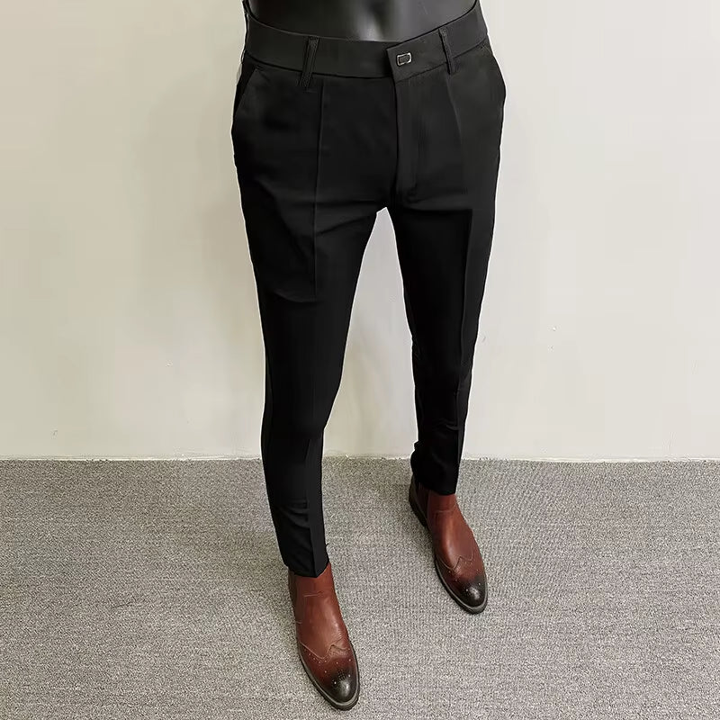 Men Suit Pants Hombre Pantalones 2026 Spring Stretch Slim Formal Trousers for Men Fashion Casual Stripe Dress Pants Men Clothing