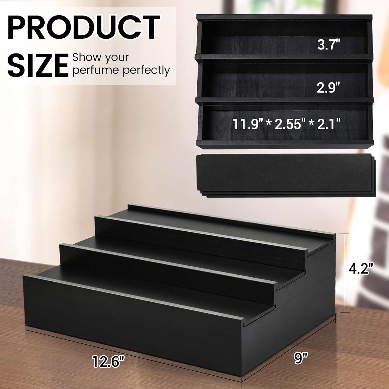 Wooden Cologne Organizer for Men - 3 Tier Cologne Stand Perfume Organizer Wit...