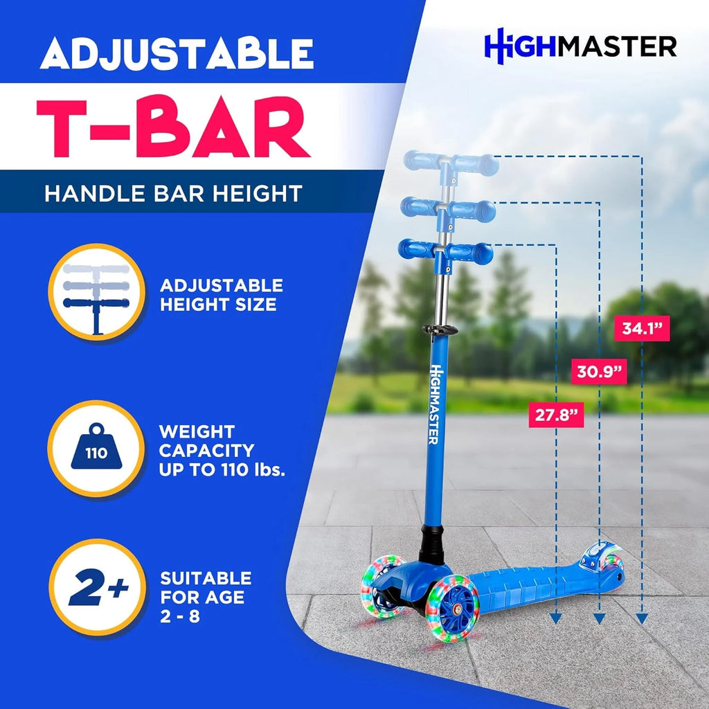 Kids Scooter – 3 Wheel Kick Scooter for Children and Toddlers – Adjustable Handlebar with LED Wheel Lights – Indoor and Outdoor Fun