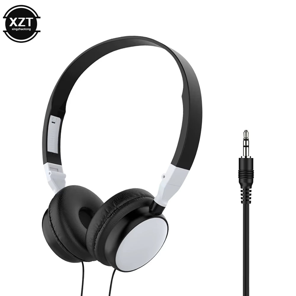 Wired Foldable 3.5Mm Headphones Head Mounted Headset Earphone Headphones Stereo Foldable Sport Earphone for Phone/Tablet