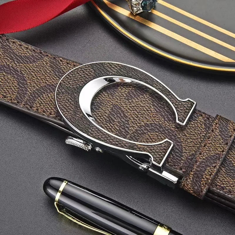 New Genuine Leather Casual Fashion Men Belts Cowhide Alloy Automatic Buckle Luxury Brand Men Belt Versatile Trendy Blets for Men