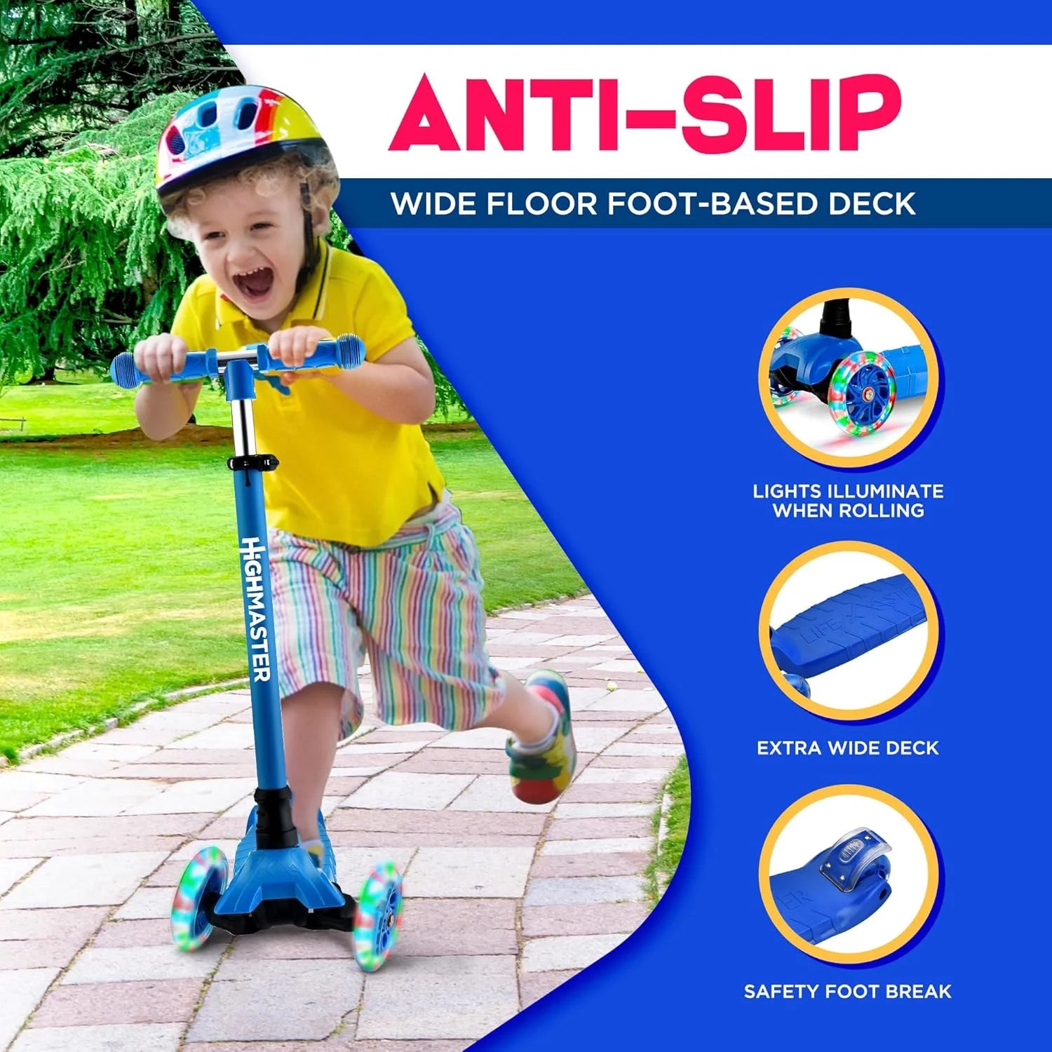 Kids Scooter – 3 Wheel Kick Scooter for Children and Toddlers – Adjustable Handlebar with LED Wheel Lights – Indoor and Outdoor Fun