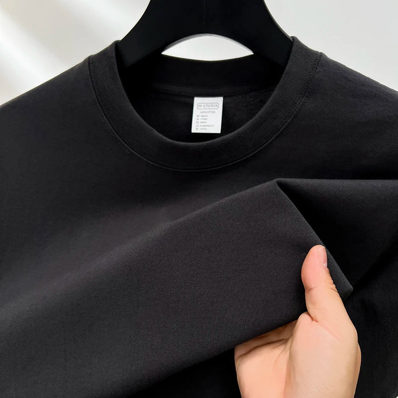 100% Pure Cotton Summer High-End Brand Men'S Short Sleeve round Neck Fashionable Style Half Sleeved Top Breathable T-Shirt