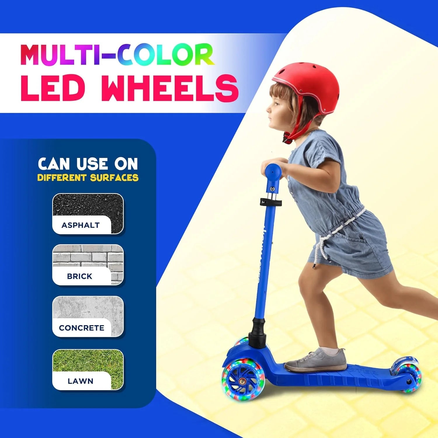 Kids Scooter – 3 Wheel Kick Scooter for Children and Toddlers – Adjustable Handlebar with LED Wheel Lights – Indoor and Outdoor Fun