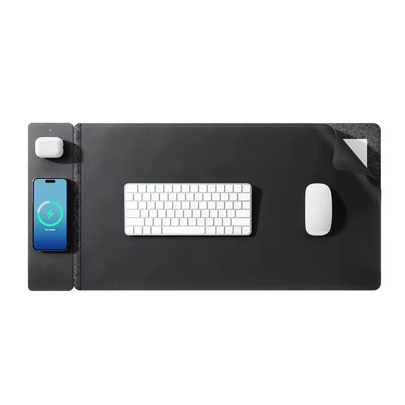 Fast 15W Multifunction Desk Organizer Mat Leather Detachable Wireless Charger Charging Desk Mat Mouse Pad for Phone 2025 HOT