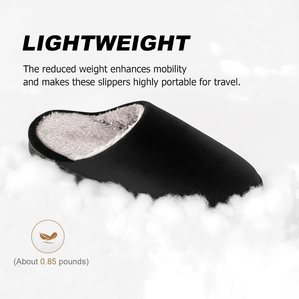 Men'S Furry Slippers Memory Foam House Shoes US 8-14/EU 41-47 | Warm Soft Fleece Lining, Cushioned Memory Foam, Non-Slip, Machine Washable, Slip-On Slippers for Indoor Outdoor Travel Use