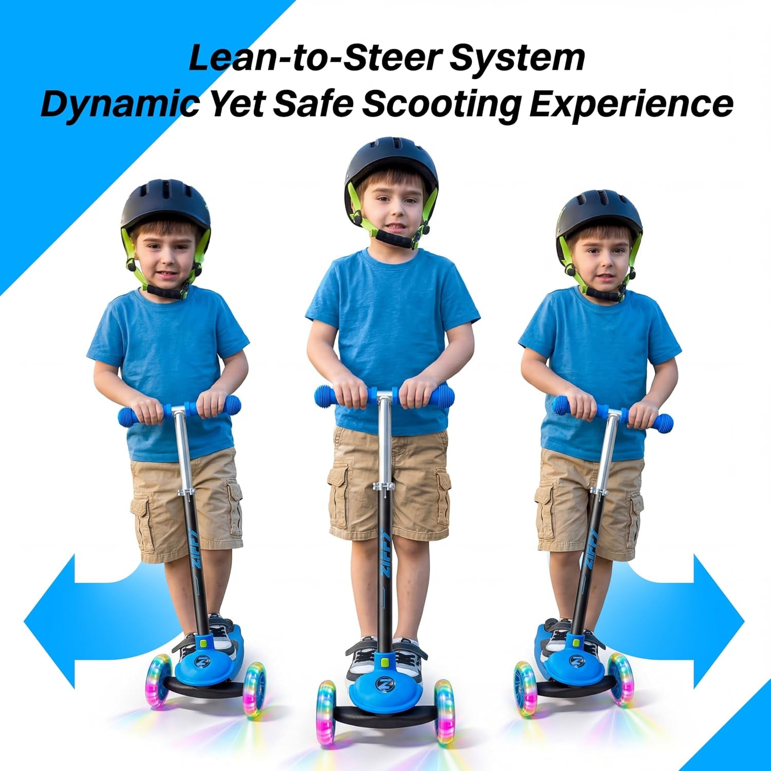 JOVA  Multicolor 3 Wheel Scooter for Kids 3-5, Toddler Kick Scooters with LED Light-Up Wheels for Boys and Girls, 5 Adjustable Height and Lean-To-Steer Design, Support up to 110 Lbs