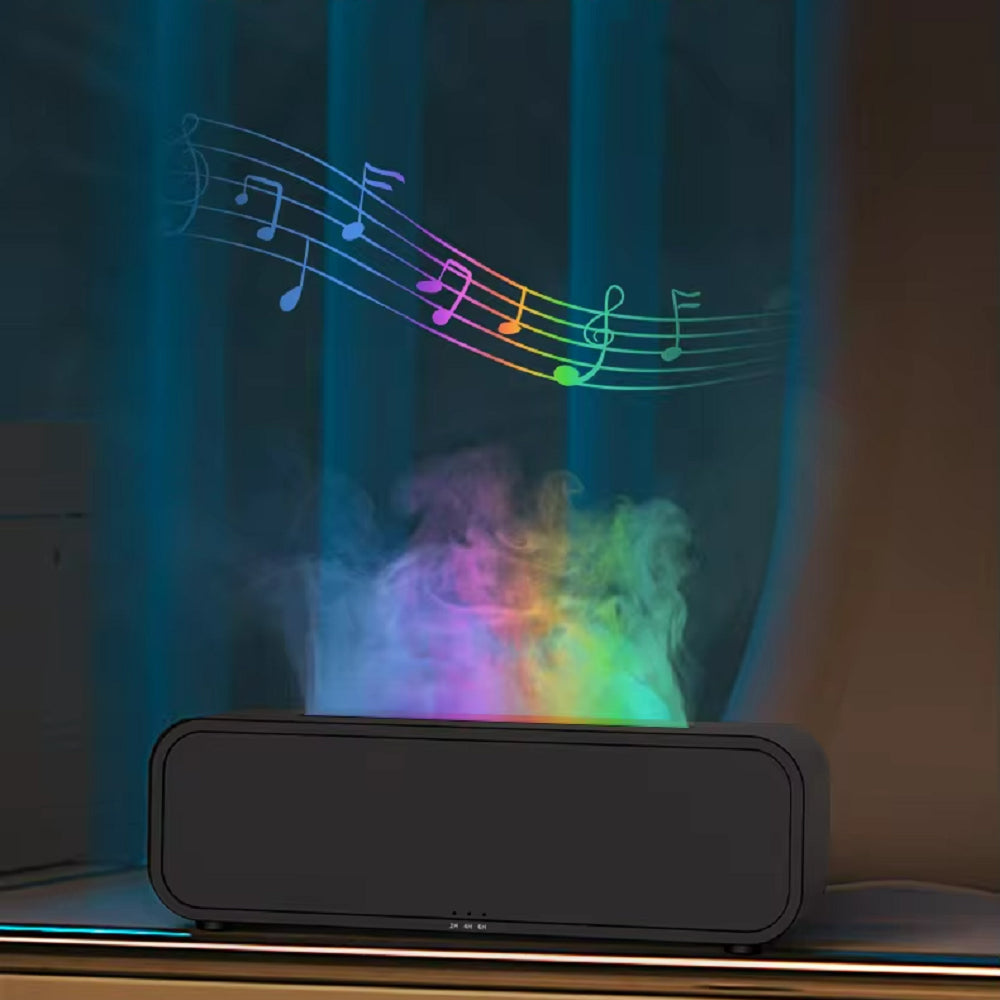 New Flame Dynamic Aroma Diffuser with Remote Control USB Essential Oil Aromatherapy Diffuser with Music-Synced Color-Changing Night