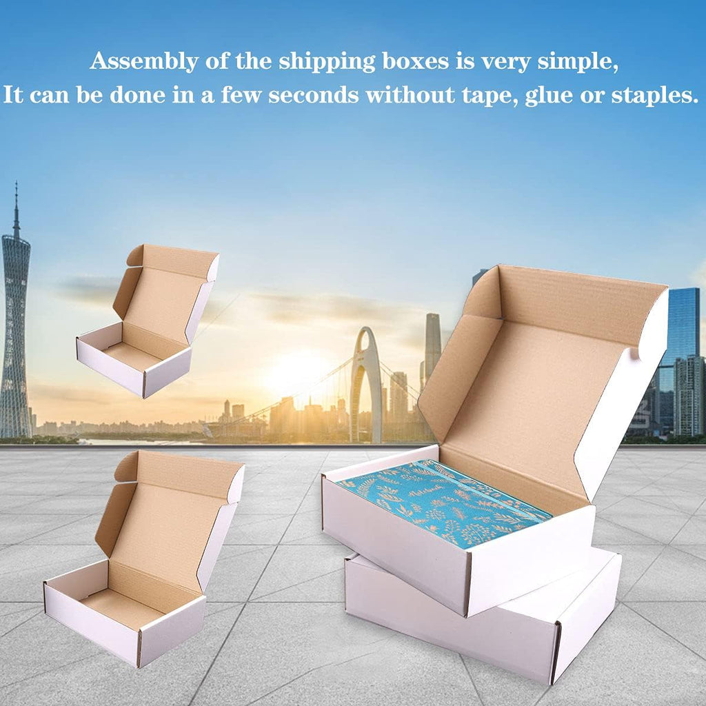 9"X6"X4"Shipping Boxes,10Pcs White Corrugated Cardboard Boxes. | Come with 10 Thank You Stickers,Suitable E-Commerce Packaging, Shipping Packaging Etc.