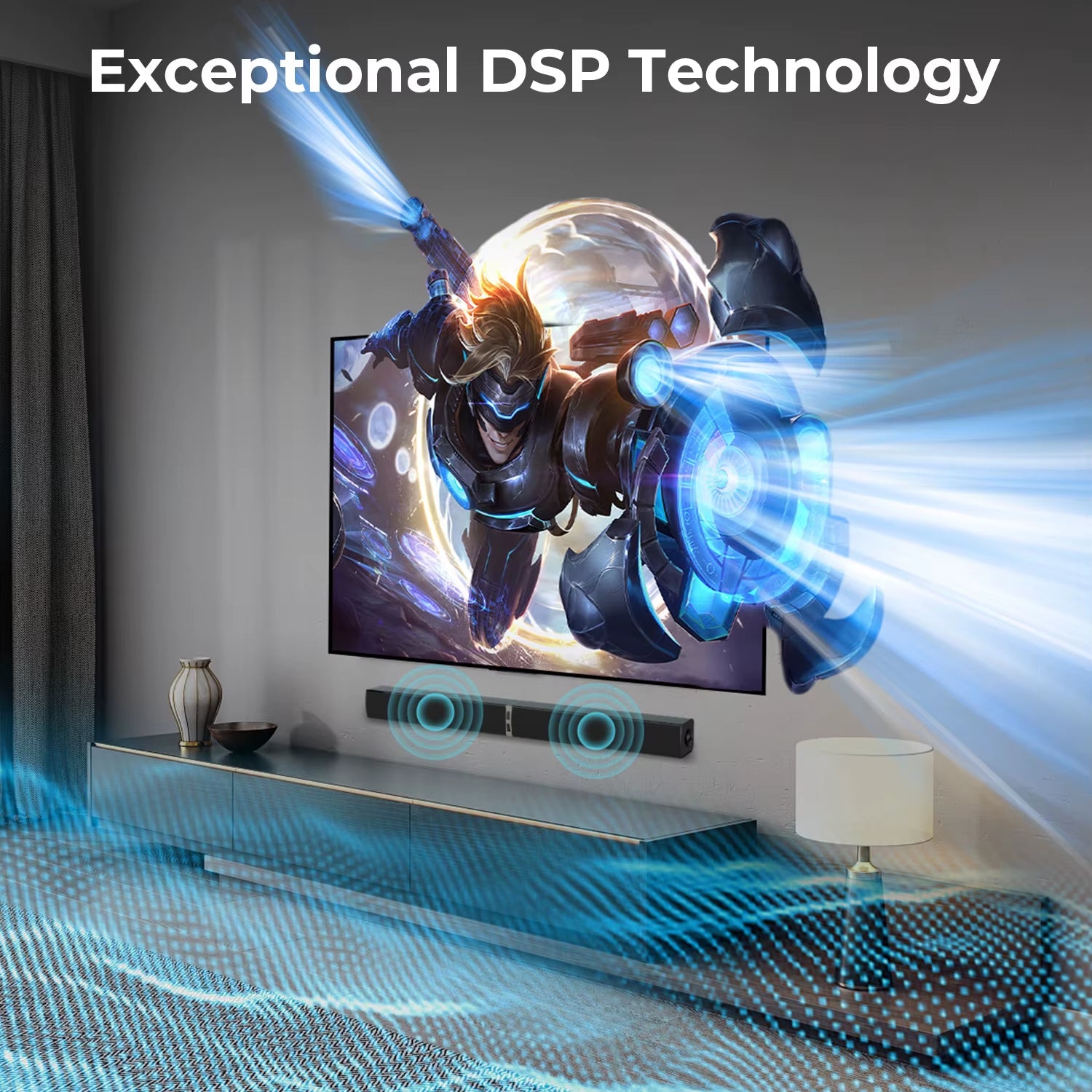 KY2020D Home Theater System Speaker Soundbar Surround Sound Wireless Sound Bars for TV with ARC/OPT/BT/AUX Connections