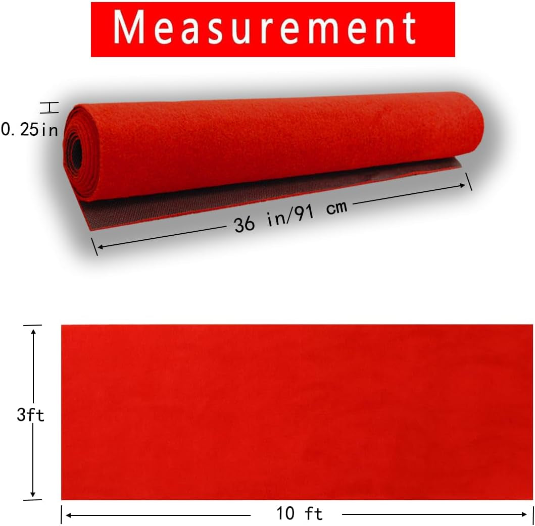 Thick Red Carpet Runner for Party,3 X 10Ft Non-Slip Backing Aisle Runway Rug for Party,Occasions,Graduation,Wedding& Indoor Outdoor Special Events Decorations (Dark Red, 3×10Ft(Multi-Pile))