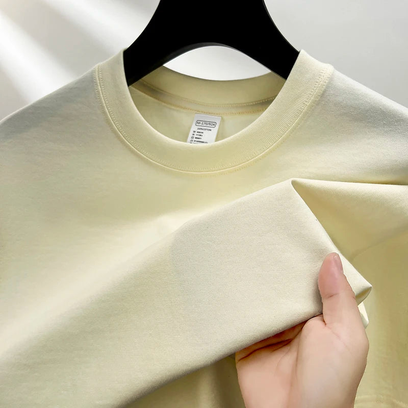 100% Pure Cotton Summer High-End Brand Men'S Short Sleeve round Neck Fashionable Style Half Sleeved Top Breathable T-Shirt