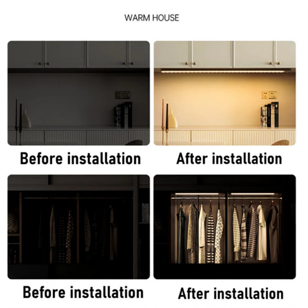 under Cabinet Night Light USB Rechargeable Motion Sensor Closet Light Kitchen Bedroom Lighting Kitchen Wall Lamp Leds