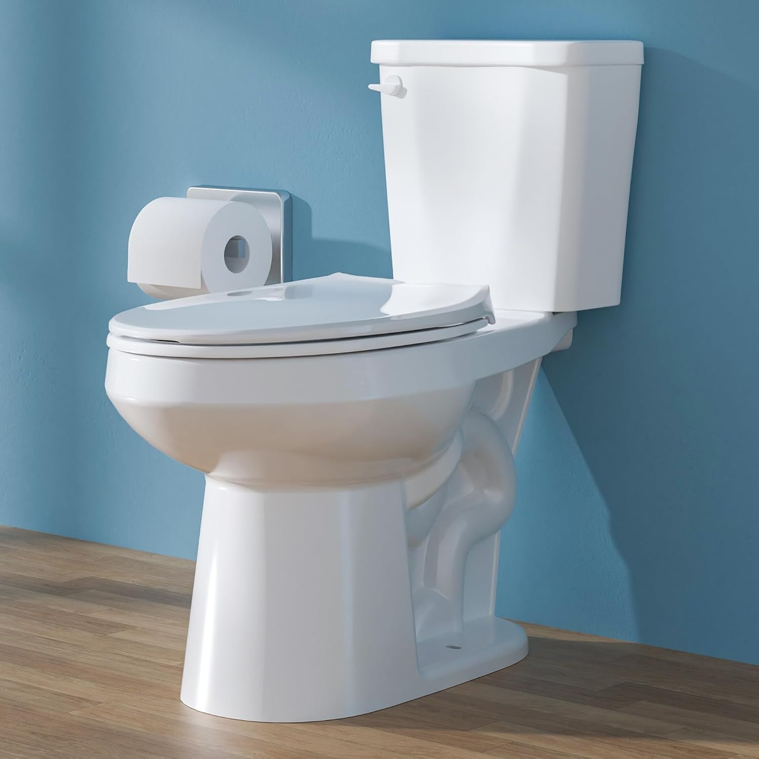 17.5 Inch ADA Elongated Tall Toilet for Seniors 1.28 GPF White | Two Piece Single Flush High Toilet for Bathroom, Comfort Bowl Height 16.75", 12" Rough In