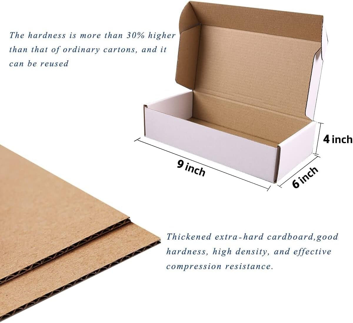 9"X6"X4"Shipping Boxes,10Pcs White Corrugated Cardboard Boxes. | Come with 10 Thank You Stickers,Suitable E-Commerce Packaging, Shipping Packaging Etc.