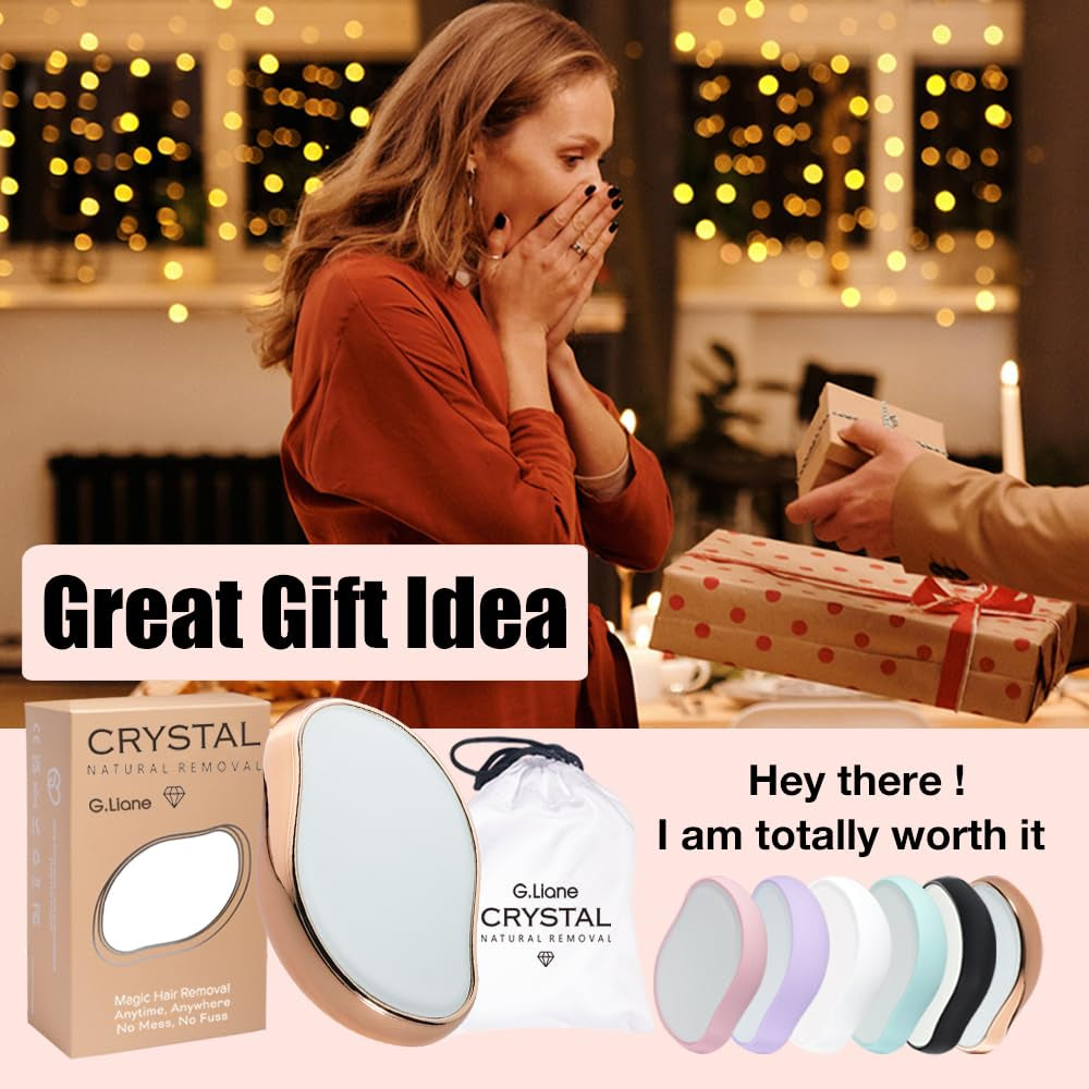 Crystal Hair Eraser,Crystal Hair Remover and Exfoliator,Nano Glass Hair Remover Stone,Reusable Painless Physical Hair Removal Depilator for Men Women Quick Soft Silky Skin (Gold)