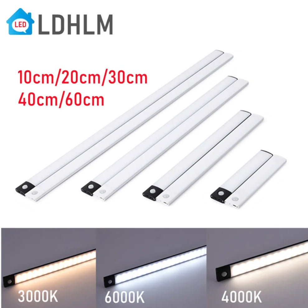 under Cabinet Night Light USB Rechargeable Motion Sensor Closet Light Kitchen Bedroom Lighting Kitchen Wall Lamp Leds