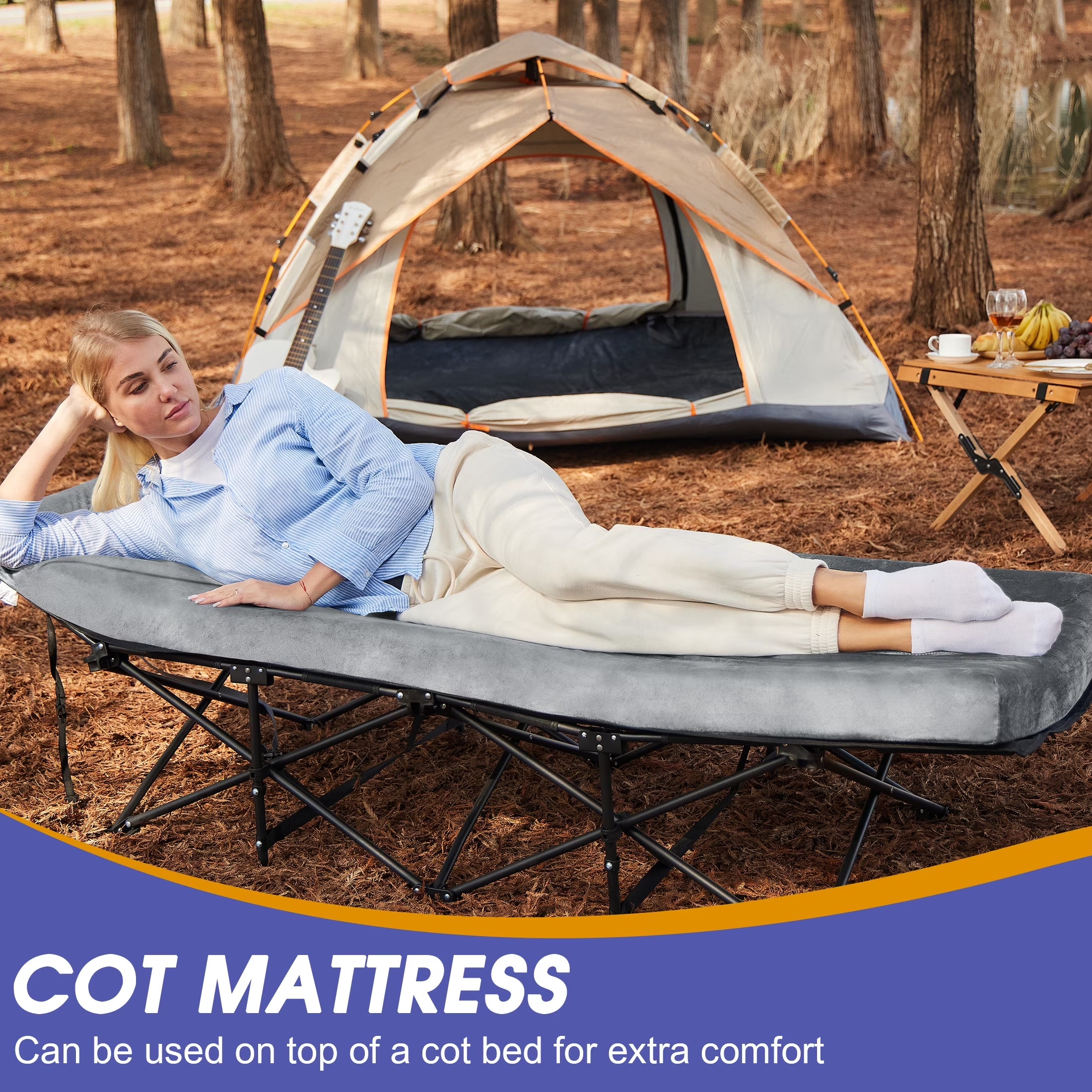 Certipur-Us 3" Memory Foam Camping Mattress Pad, Portable Foam Sleeping Pad for Camping, Car, Tent SUV Single Mattress