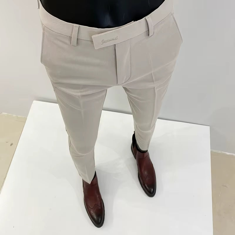 Men Suit Pants Hombre Pantalones 2026 Spring Stretch Slim Formal Trousers for Men Fashion Casual Stripe Dress Pants Men Clothing
