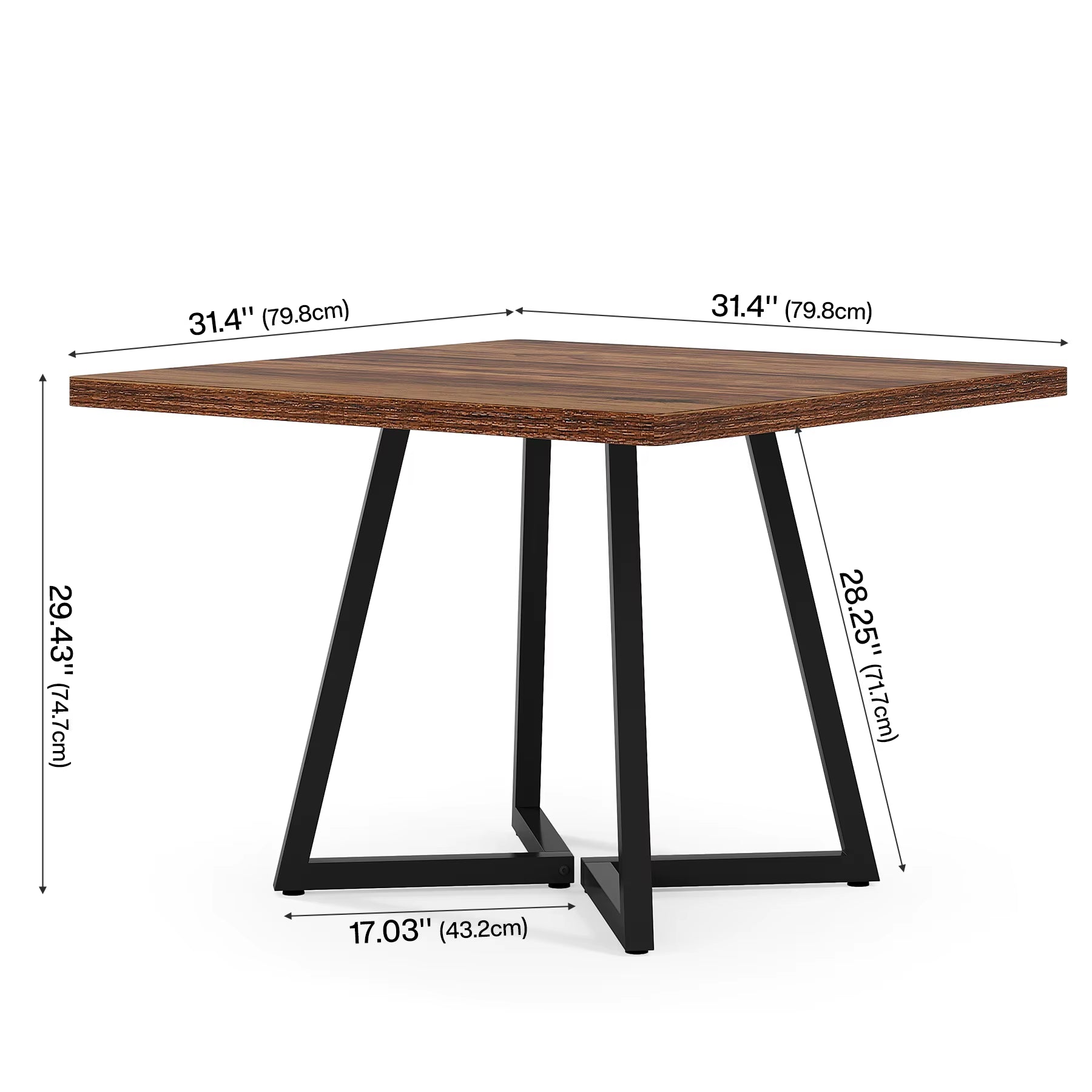 31.5" Square Dining Table for Small Space, 4-Person Compact Kitchen Table for Apartment & Cafe Style Dining, Rustic Brown