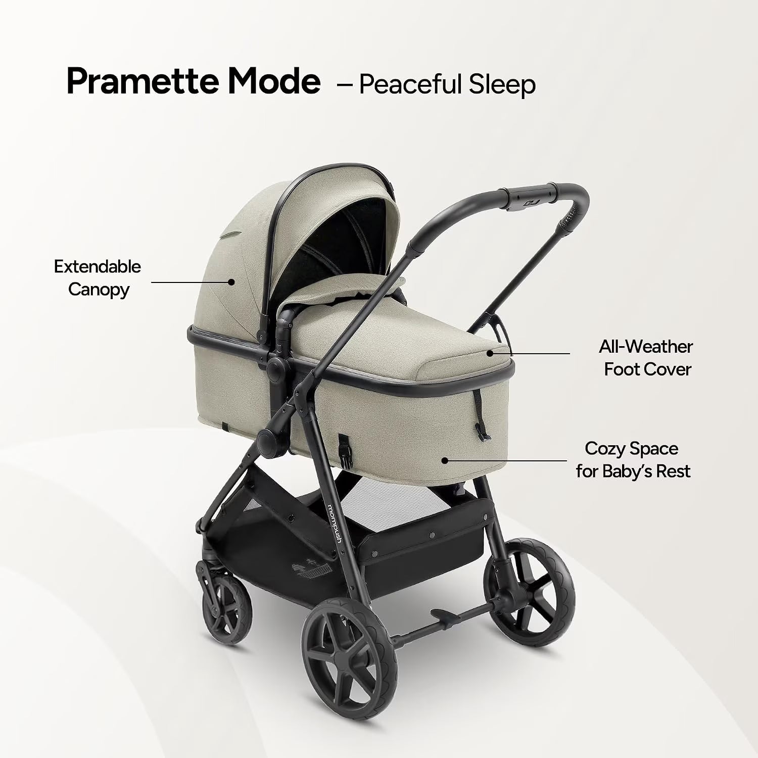 Wiz 2-In-1 Baby Stroller with Bassinet Mode, Reversible Seat and Large Canopy, Khaki, 22.3LB, Unisex