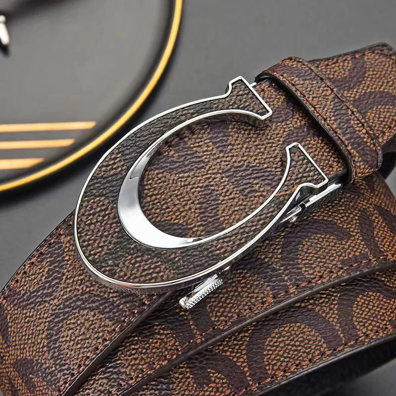 New Genuine Leather Casual Fashion Men Belts Cowhide Alloy Automatic Buckle Luxury Brand Men Belt Versatile Trendy Blets for Men