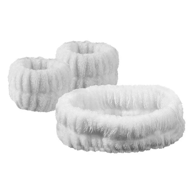 3Pcs Face Wash Wristband Set Women'S Headband Wristbands Absorbent Waterproof Wristbands Makeup Face Wash Hair Bands