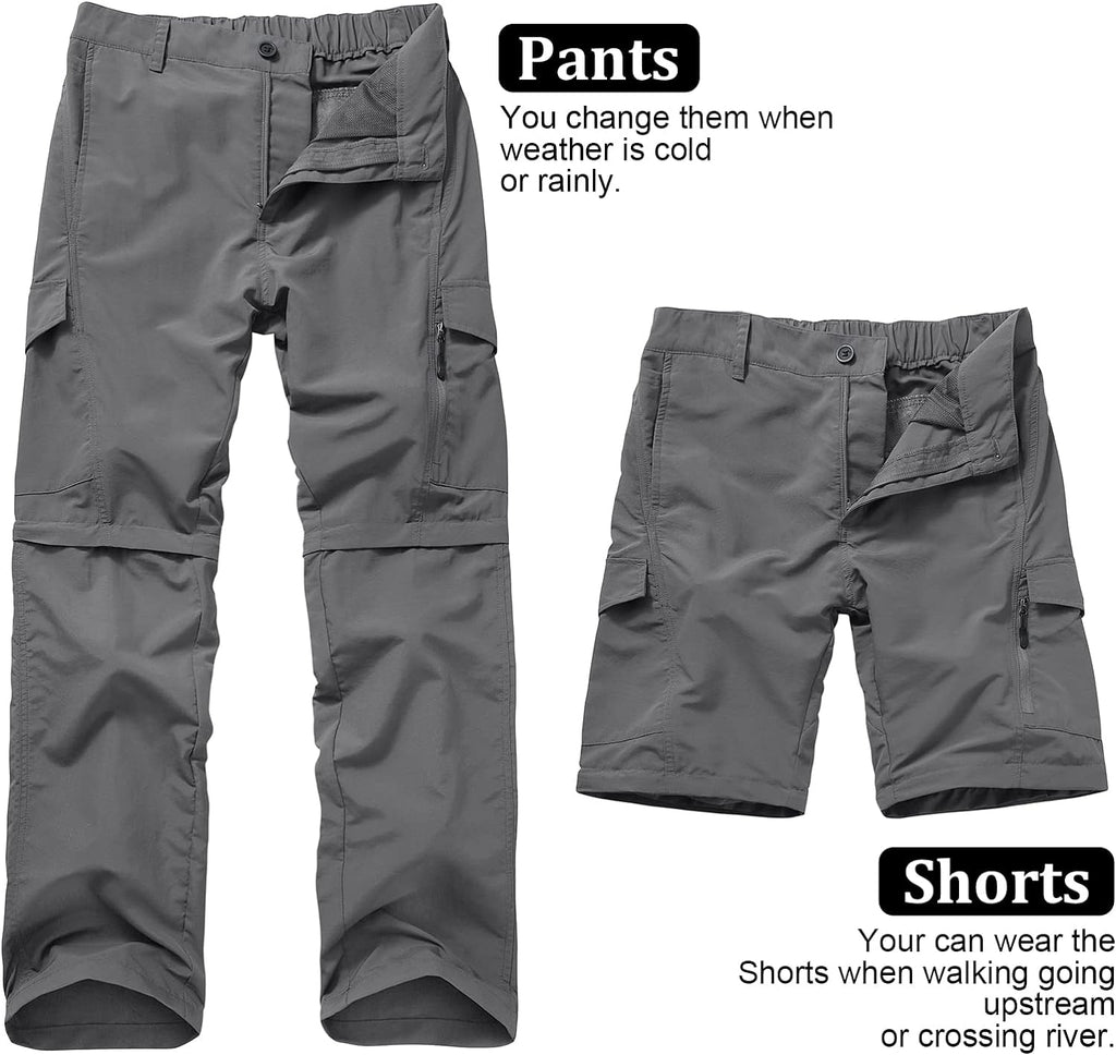 Boy Scout Pants Hiking Mens Convertible Zip off Safari Fishing | Outdoor Cargo Quick Dry Lightweight Breathable Stretchy UPF 50 Water Resistant Camping Travel Backpacking Hunting