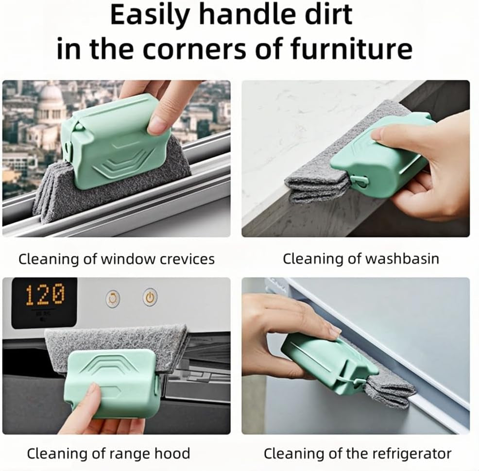 Magic Window Track Cleaner, 2026 New Window Groove Cleaning Brush Tools Set, Hand-Held Window Track Cleaner Brushes Tools Set for Window Lides Gaps Tile Lines Shutter Car Vents (Pink+Green)