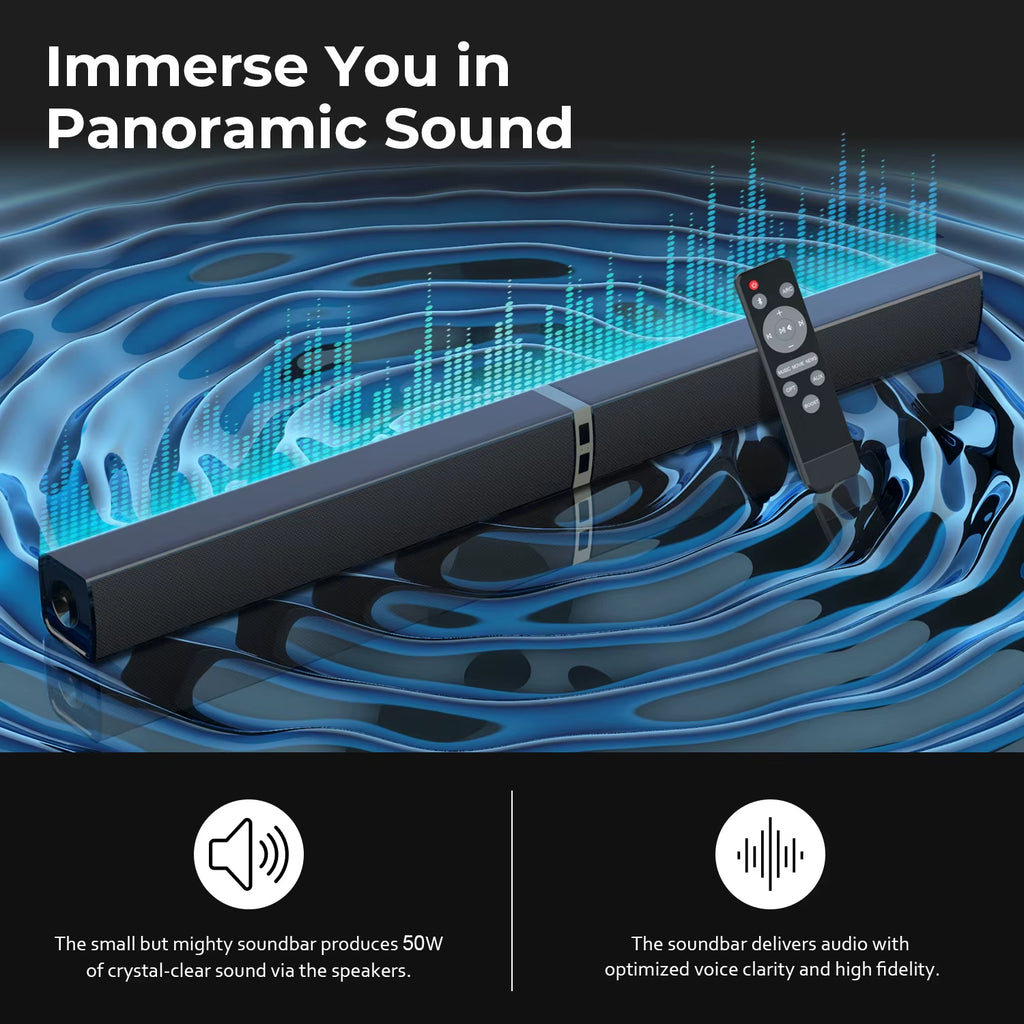 KY2020D Home Theater System Speaker Soundbar Surround Sound Wireless Sound Bars for TV with ARC/OPT/BT/AUX Connections