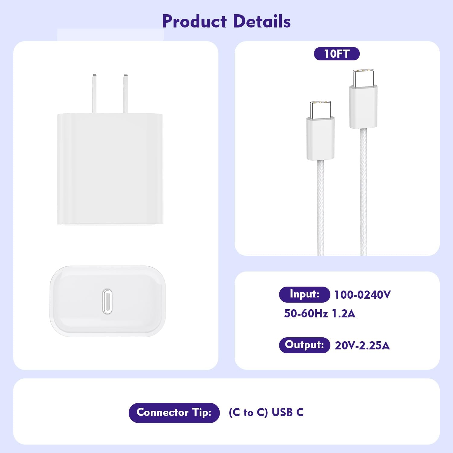 [3 Pack]Long 10FT Iphone 17 16E 15 Charger 20W Fast Wall Charger Block,10Foot USB C to C Braided Woven Cable Fast Charging for Iphone 17 Air/17 Pro/16 Pro/16 Pro Max/16 Plus/15/15 Plus/15 Pro Max/Ipad