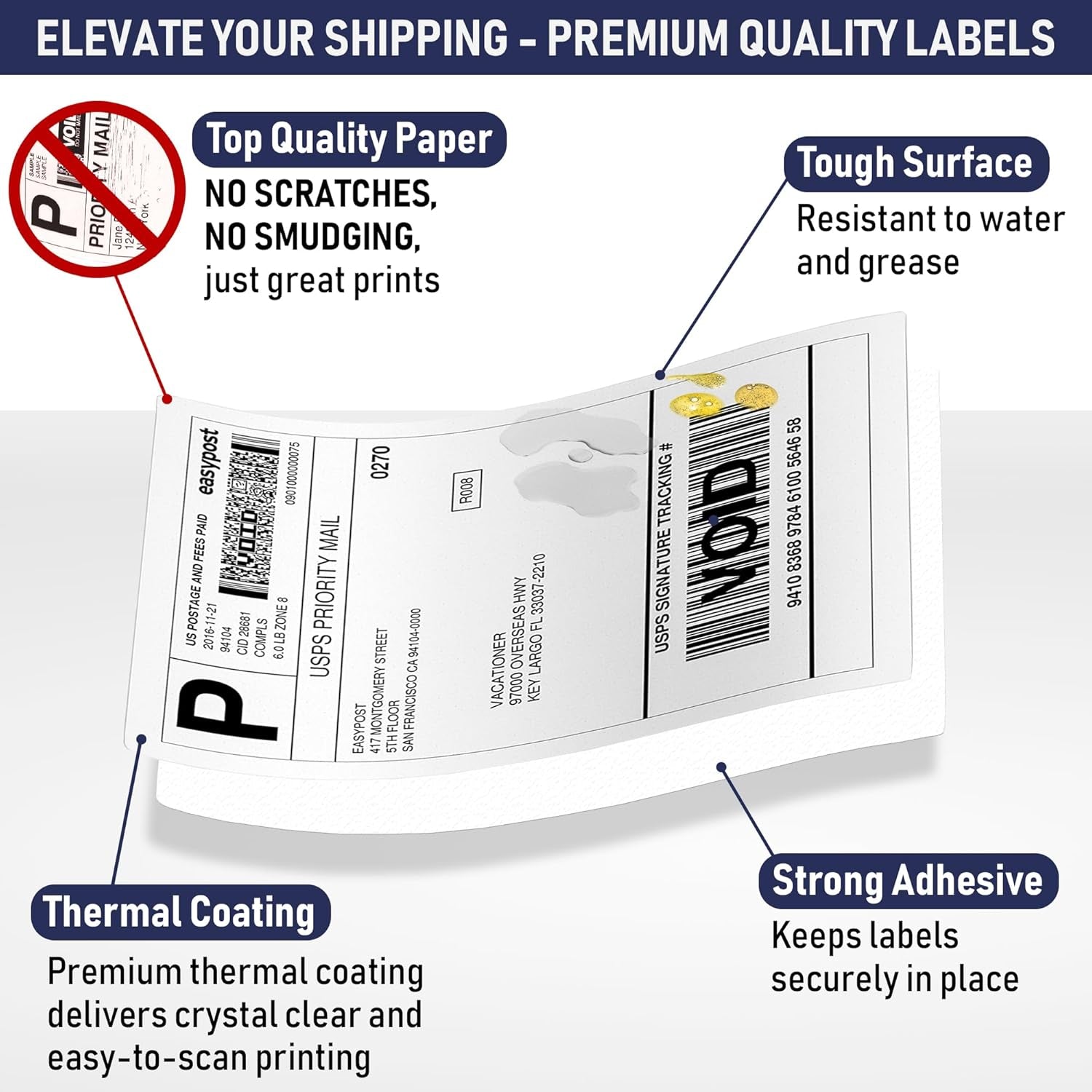 4X6 Thermal Shipping Labels with Roll Holder, 440 Labels/2 Rolls (220 per Roll), Compatible with Rollo, Zebra, Munbyn, Idprt, Jadens, Nelko, Dymo 4XL & Most Label Printers, Perforated